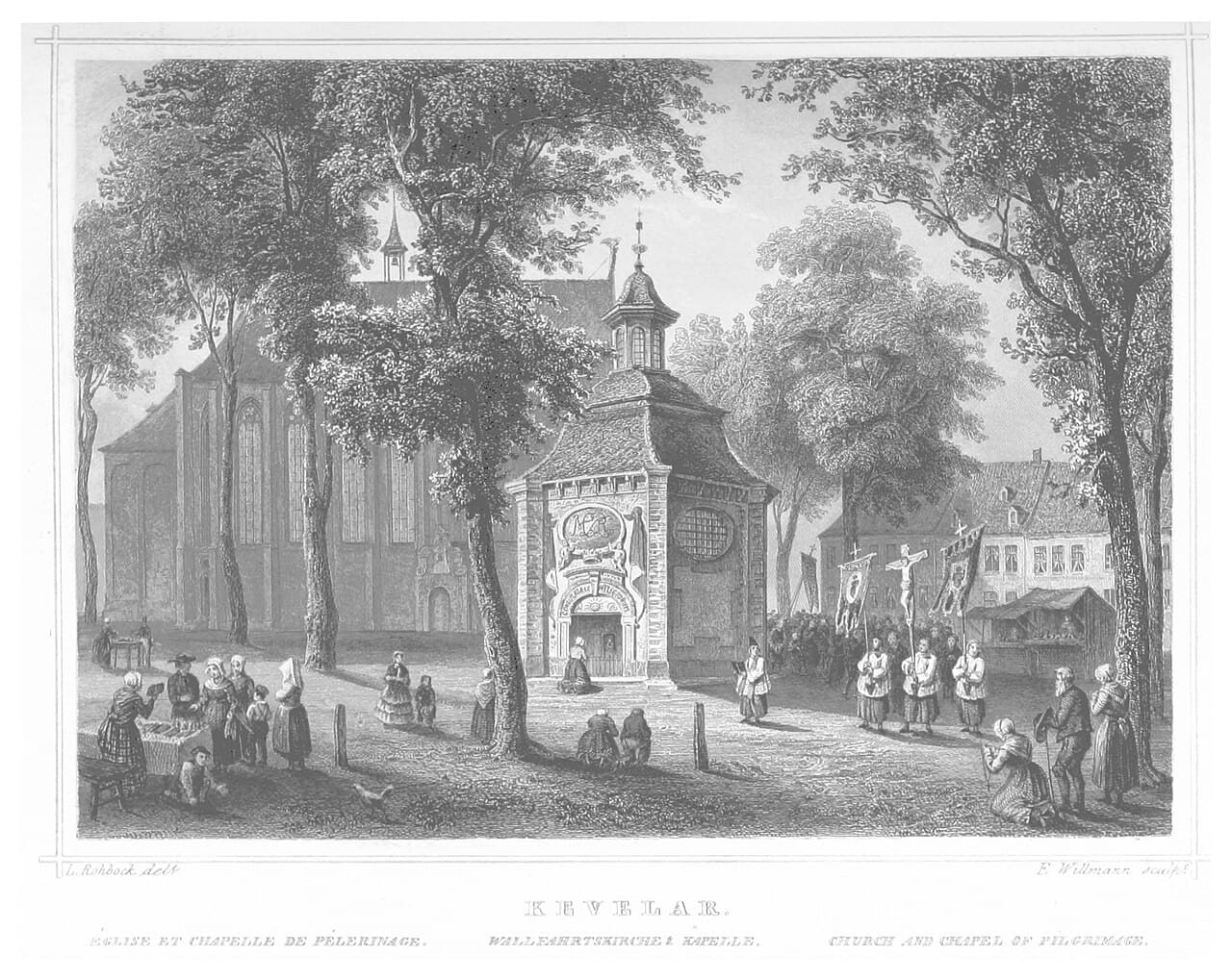 Engraving of Kevelaer published in 1852