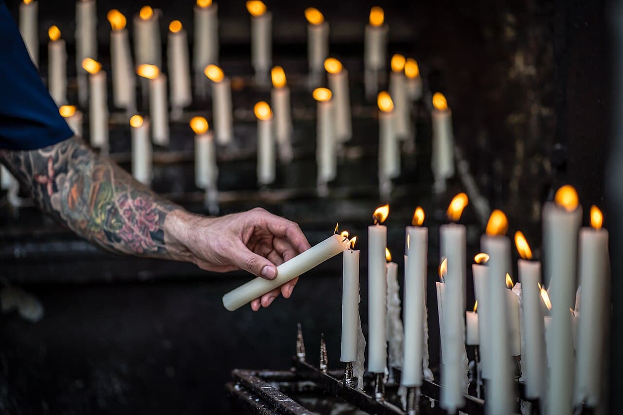 Pilgrim candle at the Kapellenplatz in Kevelaer