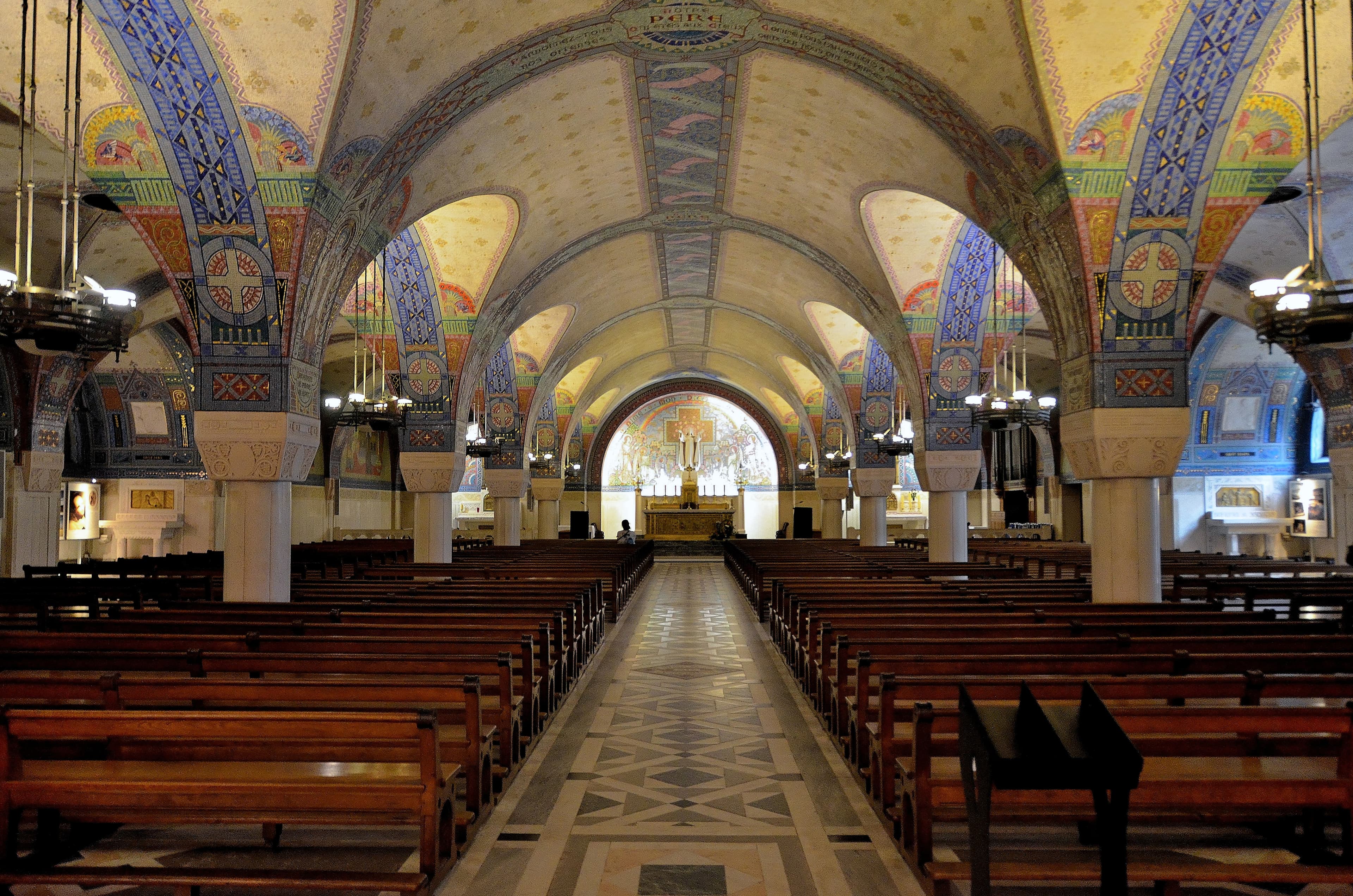 The nave and mosaics of the crypt of the basilica