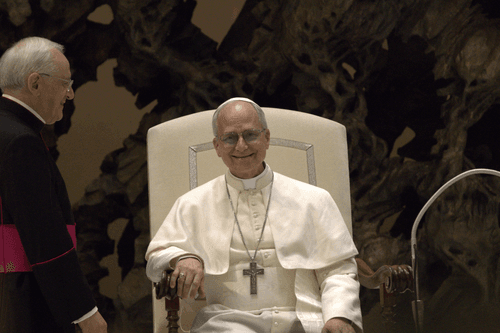 O papa Leão XIV numa audiência com os meios de comunicação a 12 de maio de 2025