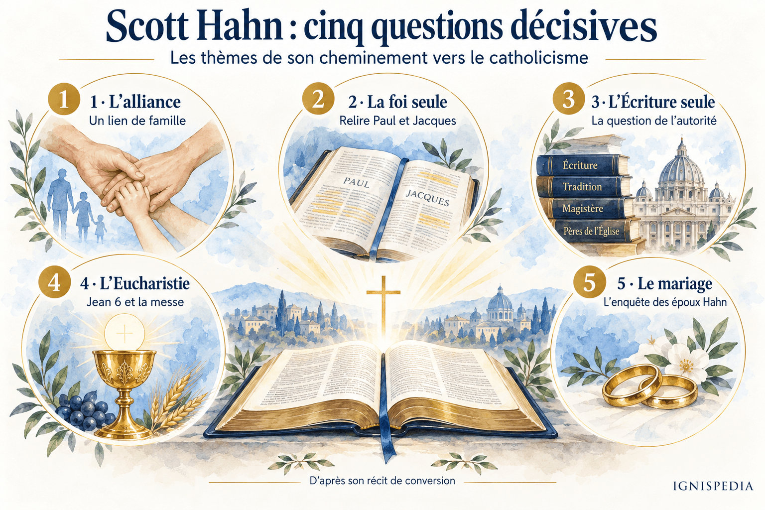 Les cinq questions du cheminement de Scott Hahn : alliance, foi, autorité, Eucharistie et mariage