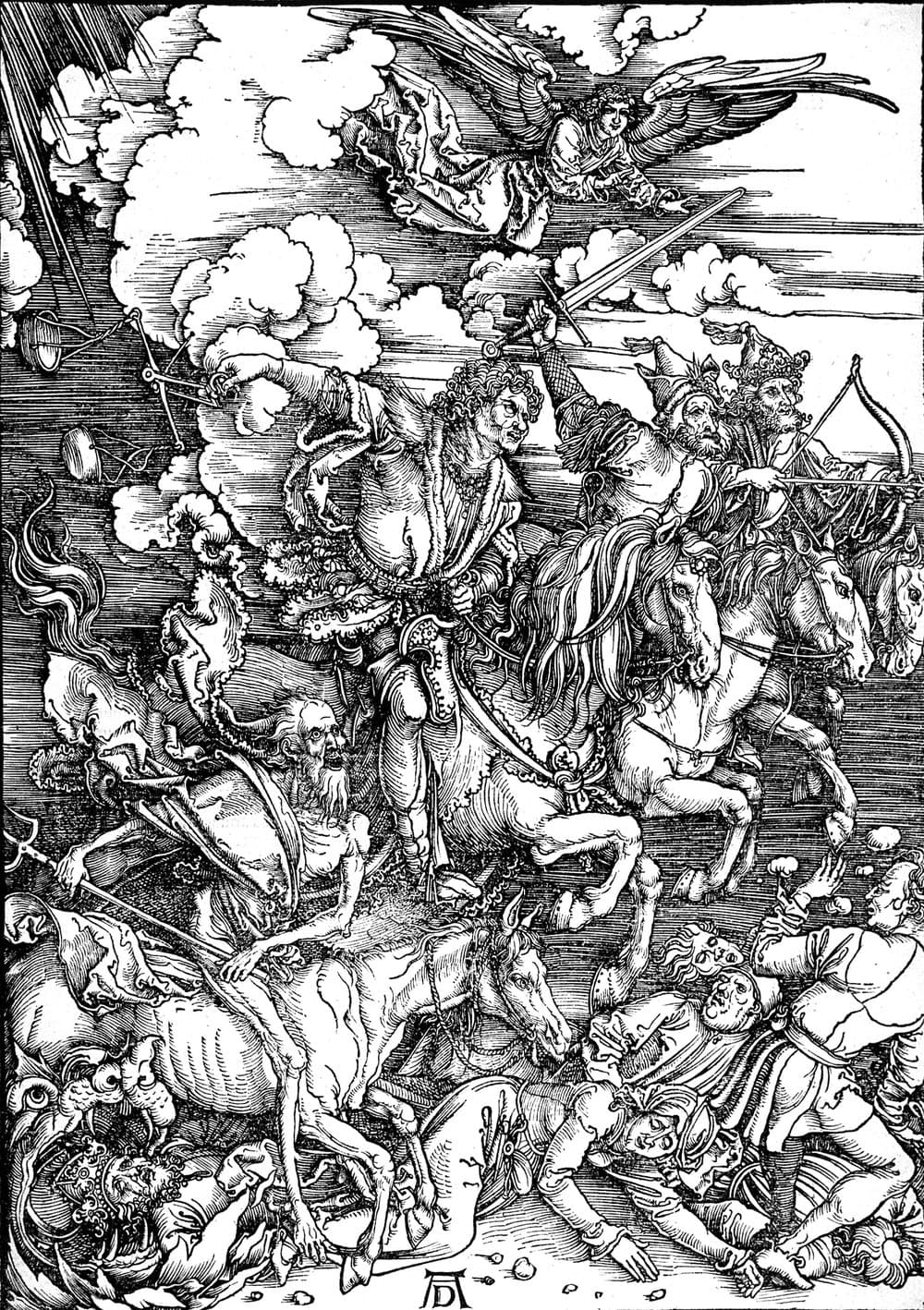 Os quatro cavaleiros do Apocalipse, gravura de Albrecht Dürer