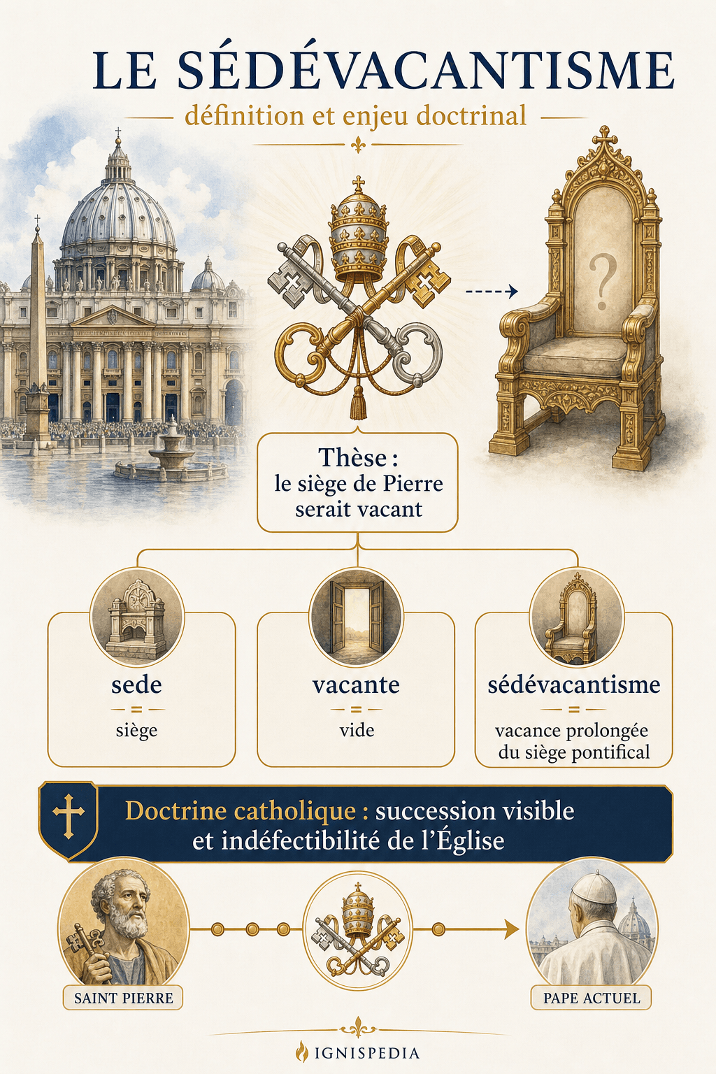 Infographie Ignispedia sur la définition du sédévacantisme