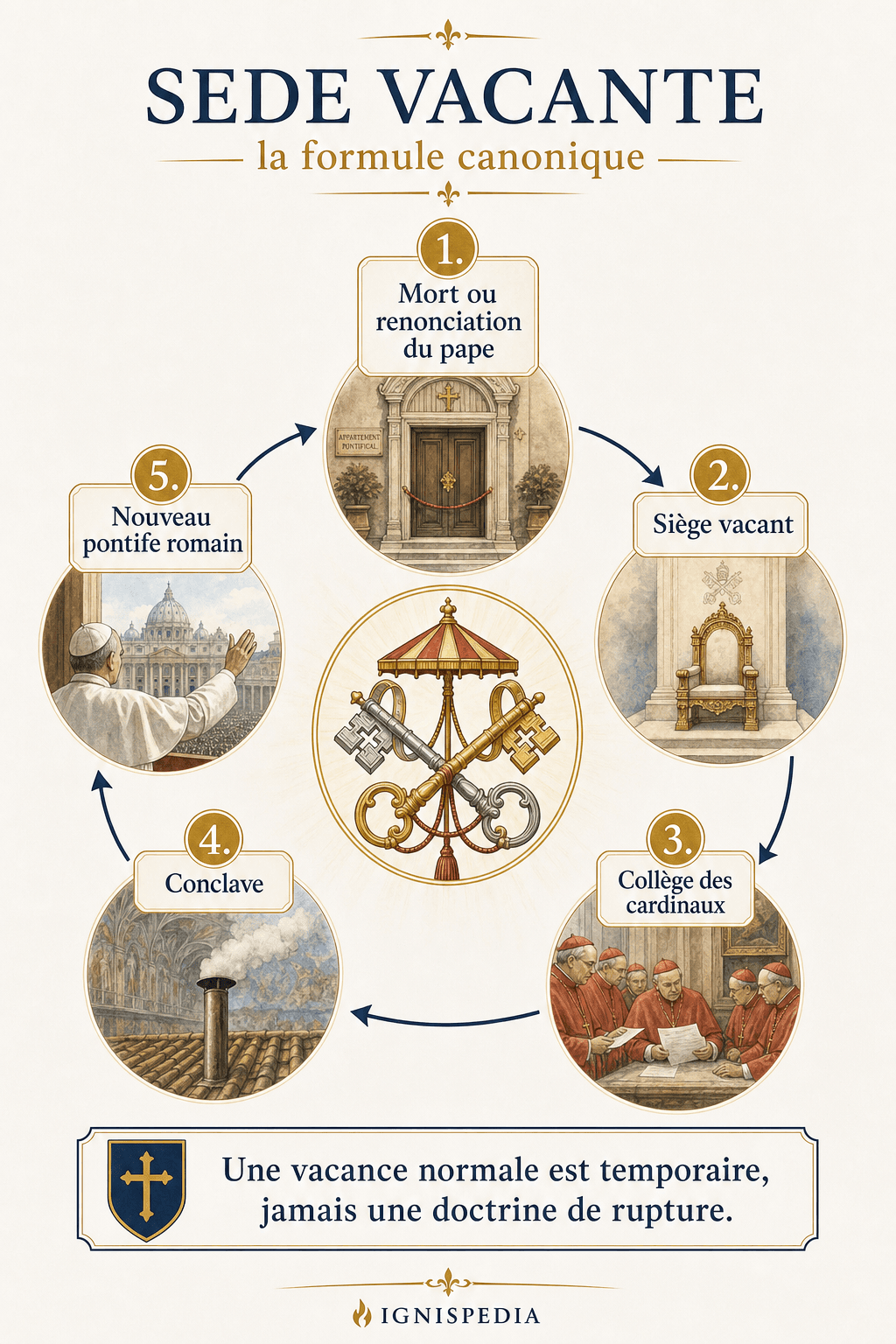 Infographie Ignispedia sur la formule canonique sede vacante