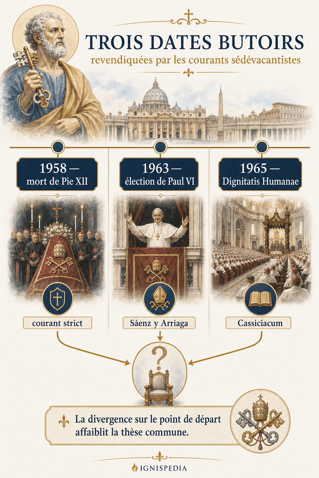 Infographie Ignispedia sur les dates butoirs invoquées par les sédévacantistes