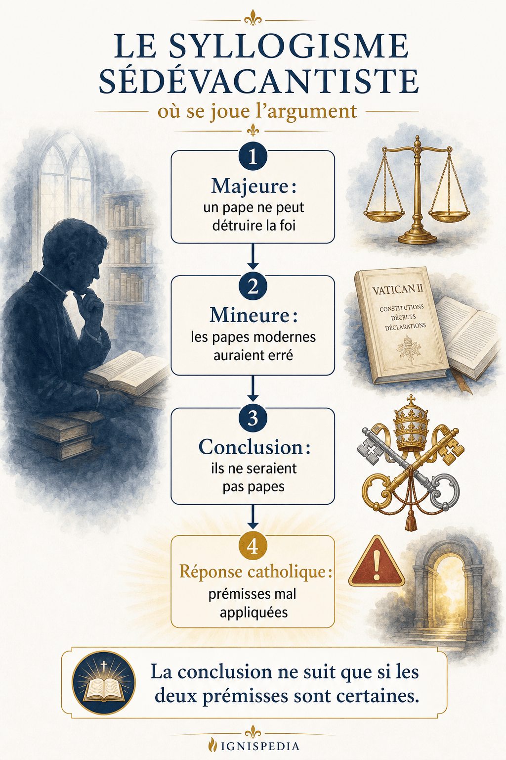 Infographie Ignispedia sur le syllogisme sédévacantiste