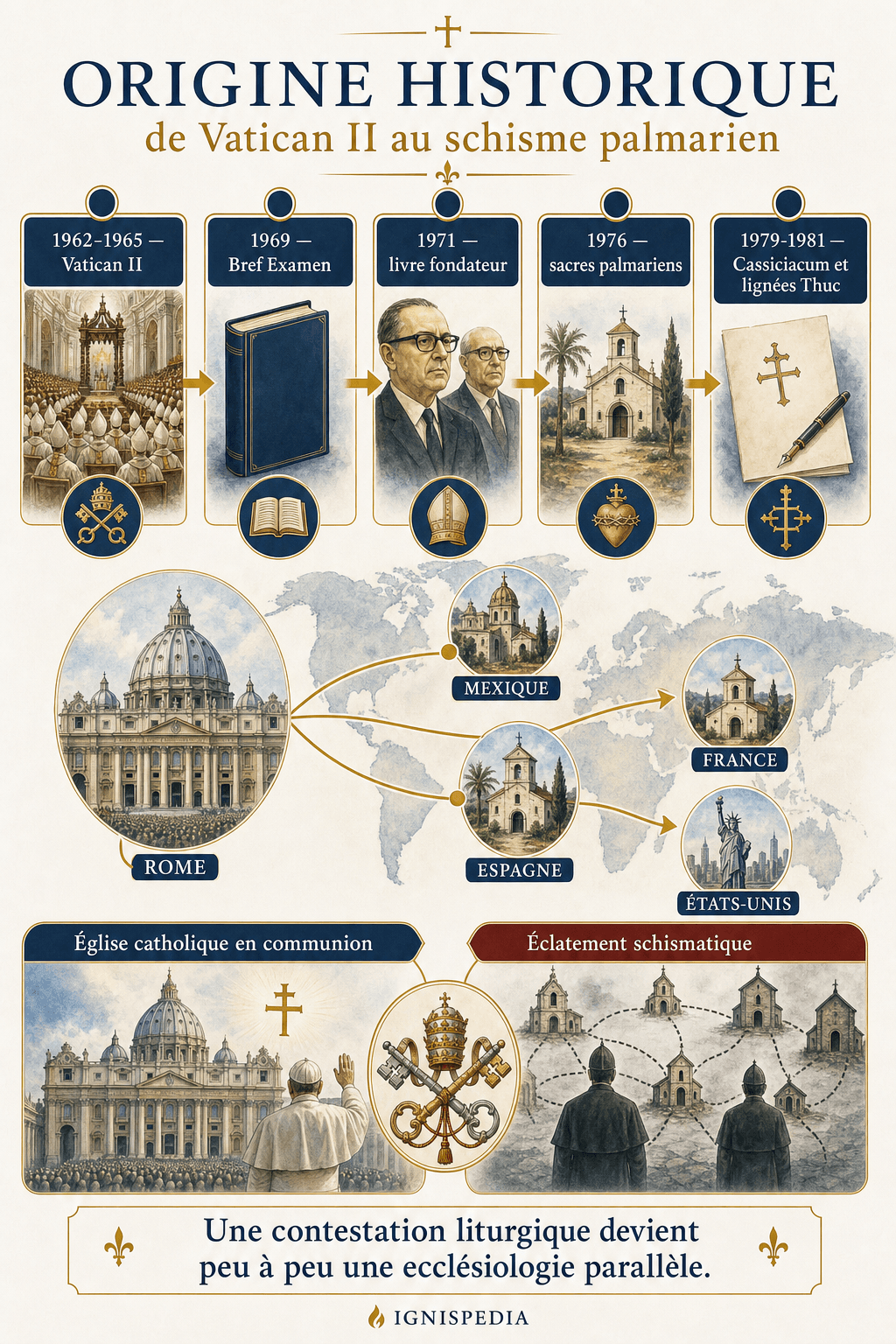 Infographie Ignispedia sur l'origine historique du sédévacantisme