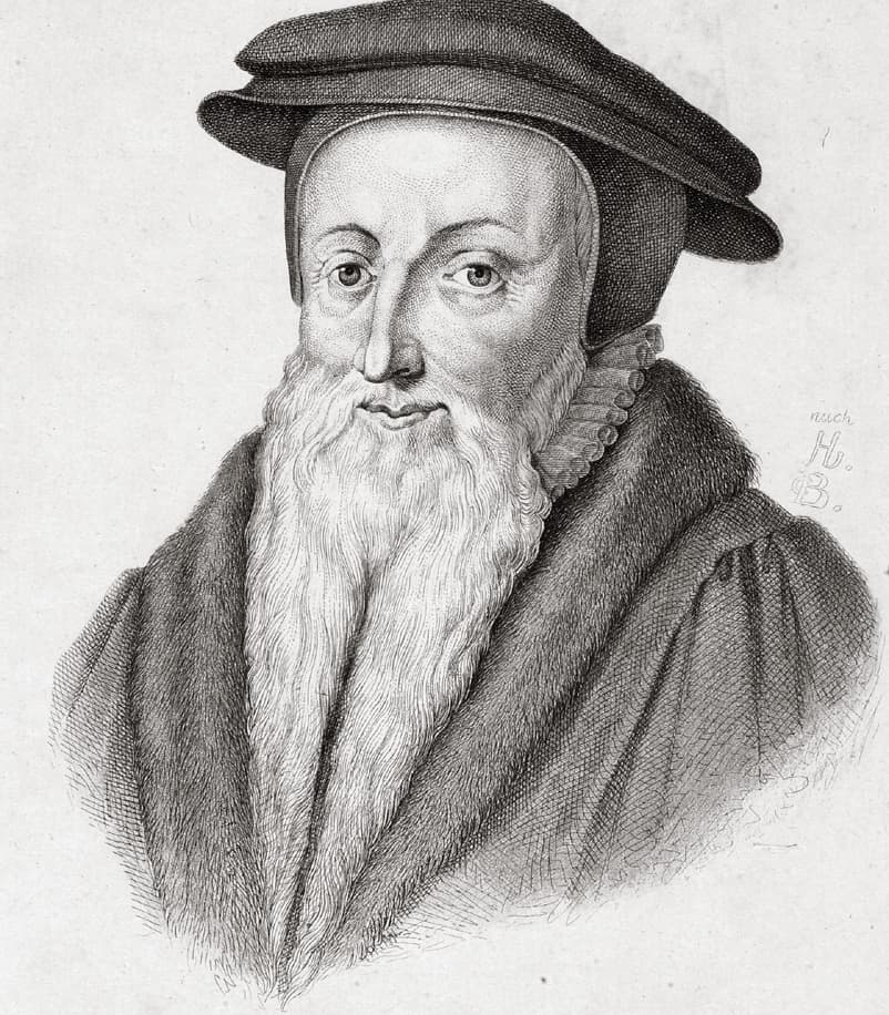 Sztychowany portret Teodora Bezy według Hansa Holbeina Młodszego