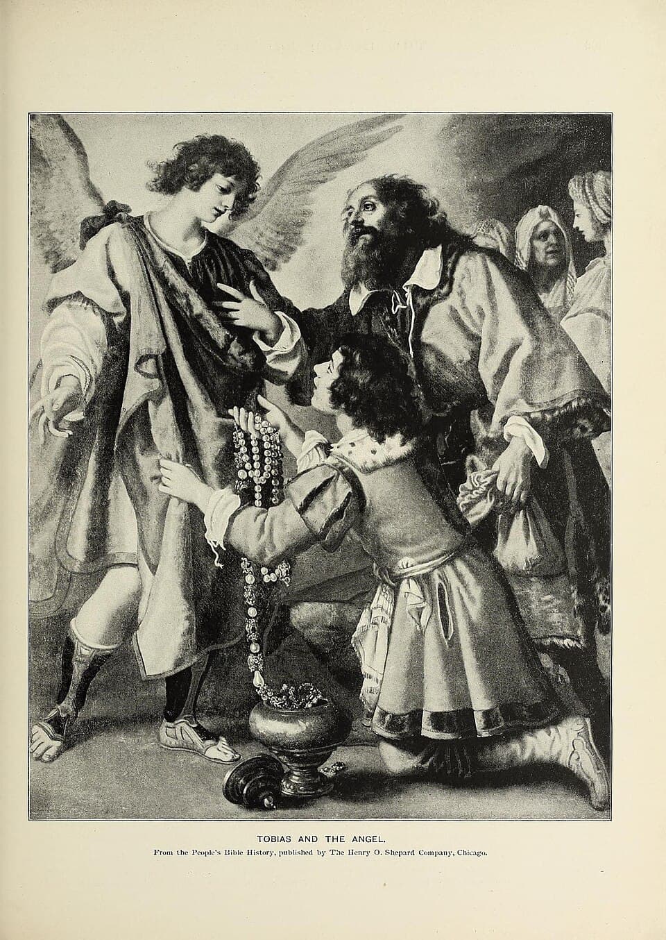 Peinture ancienne illustrant le livre de Tobie, l un des sept livres deuterocanoniques de l Ancien Testament catholique