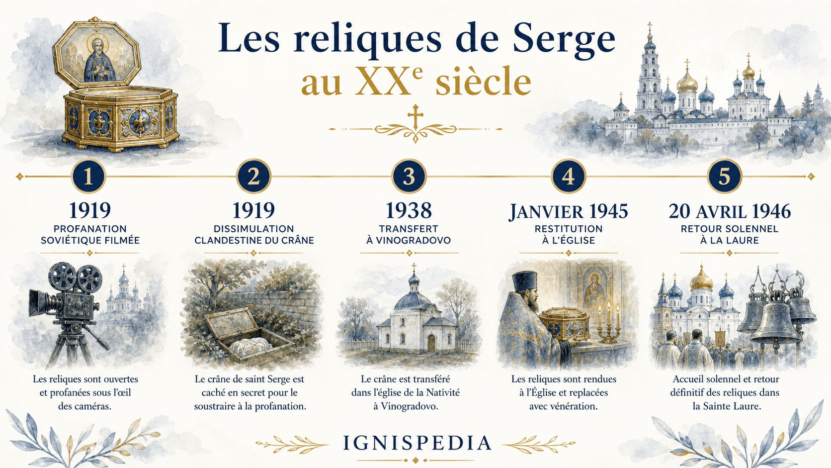 Infographie chronologique sur les reliques de Serge de Radonège au XXe siècle