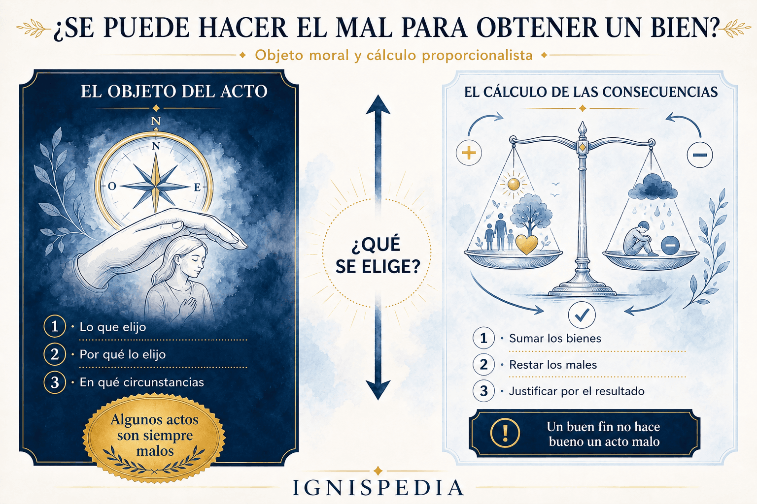 Comparación entre el análisis del objeto moral de un acto y el cálculo proporcionalista de sus consecuencias