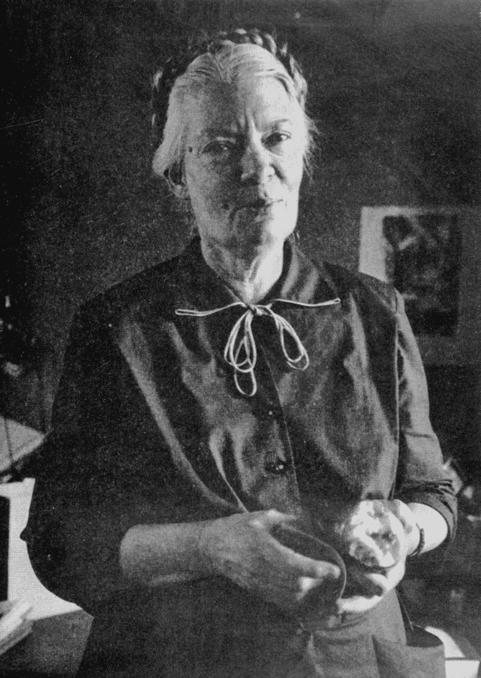 Black-and-white portrait of Dorothy Day published in Jubilee in 1955