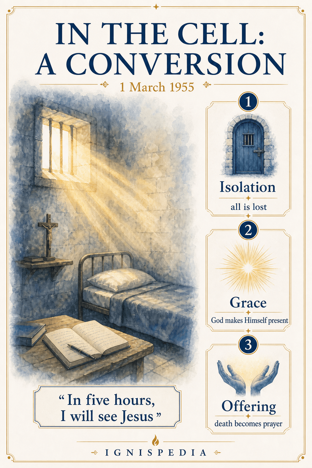 Infographic on Jacques Fesch's conversion in his prison cell