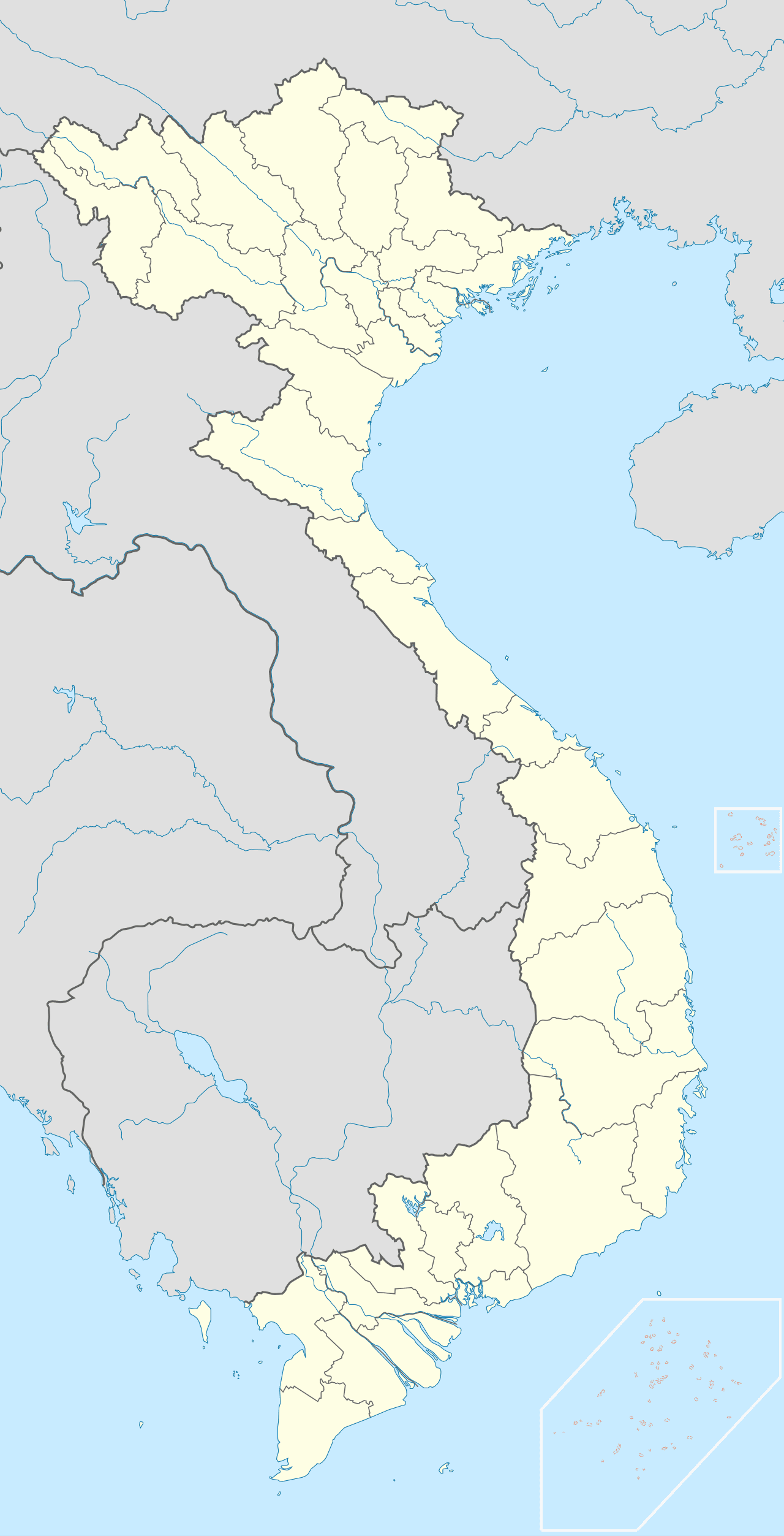 Umrisskarte von Vietnam ohne Beschriftung