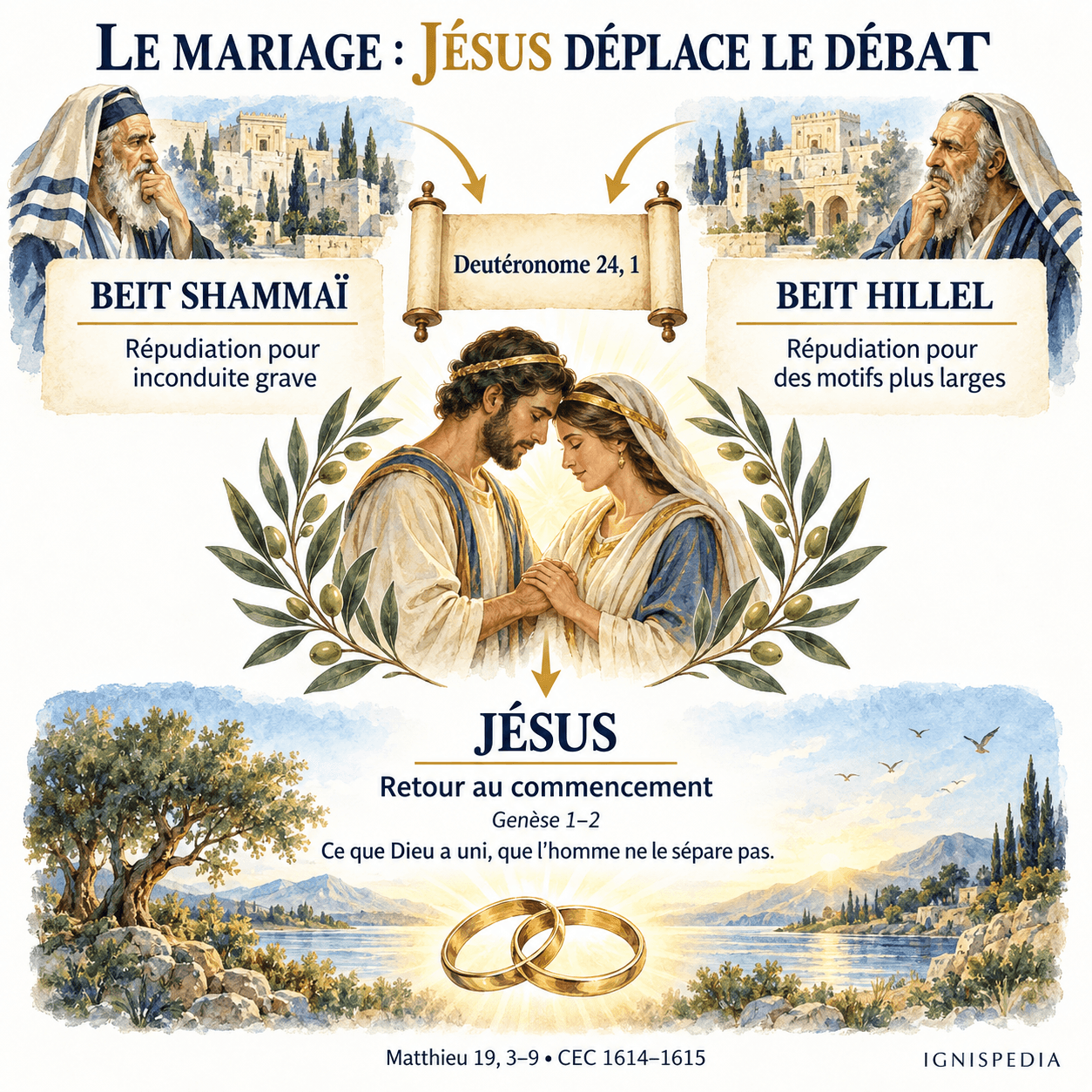 Positions de Beit Shammaï et Beit Hillel sur la répudiation et retour de Jésus à la Genèse.