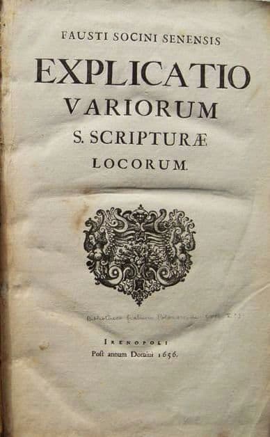 Portada del Explicatio de Fausto Socino publicado en la Bibliotheca Fratrum Polonorum