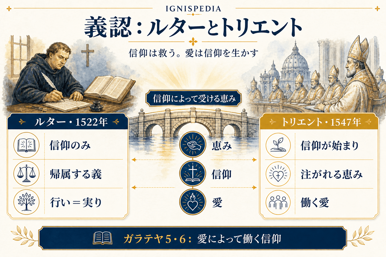ルターによる義認（sola fide）とトリエント公会議による義認との比較