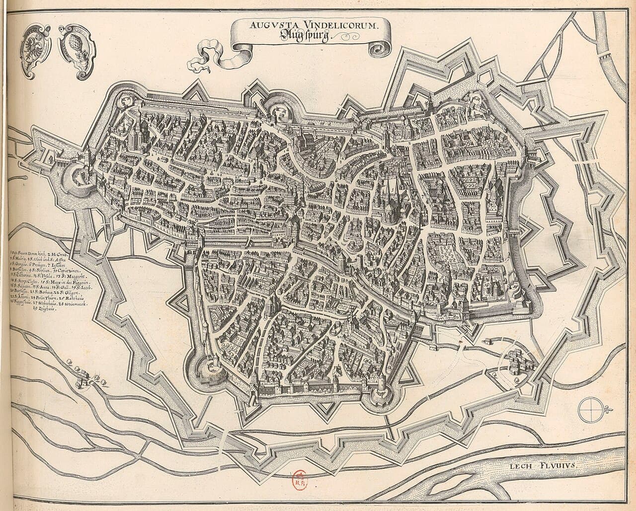 Augsburg na mapie z XVII wieku, miasto Wspólnej Deklaracji z 1999 roku