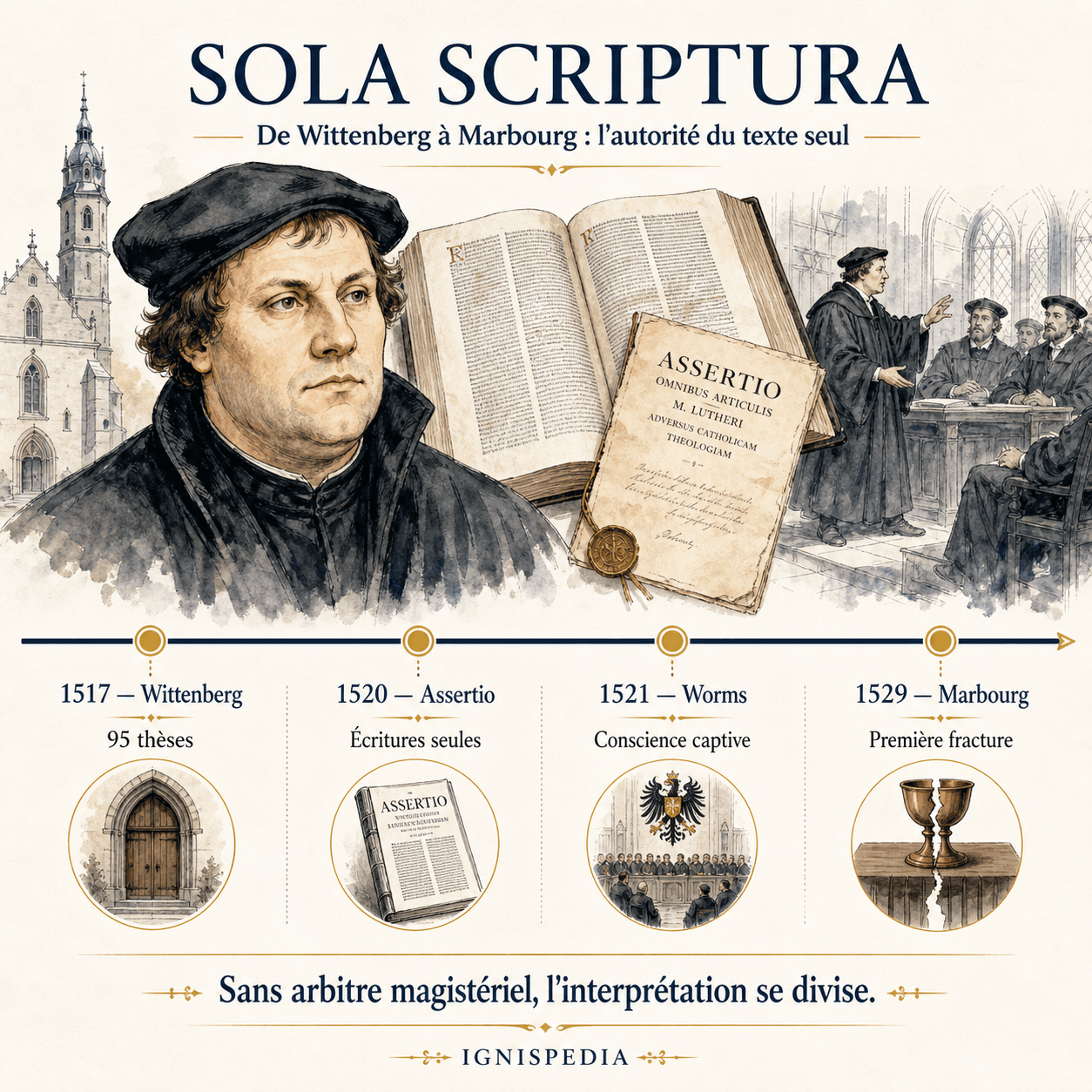 Sola Scriptura — frise de Wittenberg à Marbourg