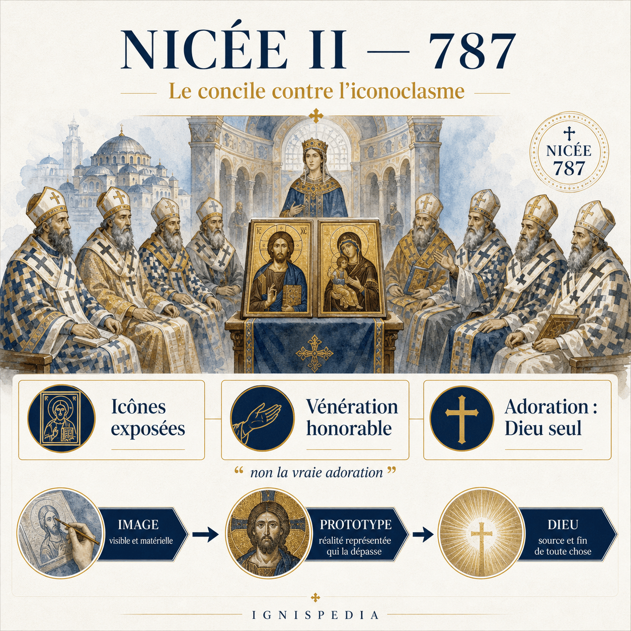 Infographie historique sur le VIIe concile œcuménique de Nicée II en 787