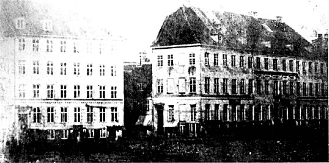 Kongens Nytorv in Kopenhagen, nach einer Daguerreotypie von 1840.