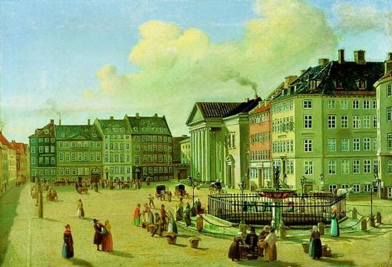 Der Nytorv-Platz in Kopenhagen, gemalt von Carl Balsgaard im Jahr 1839.