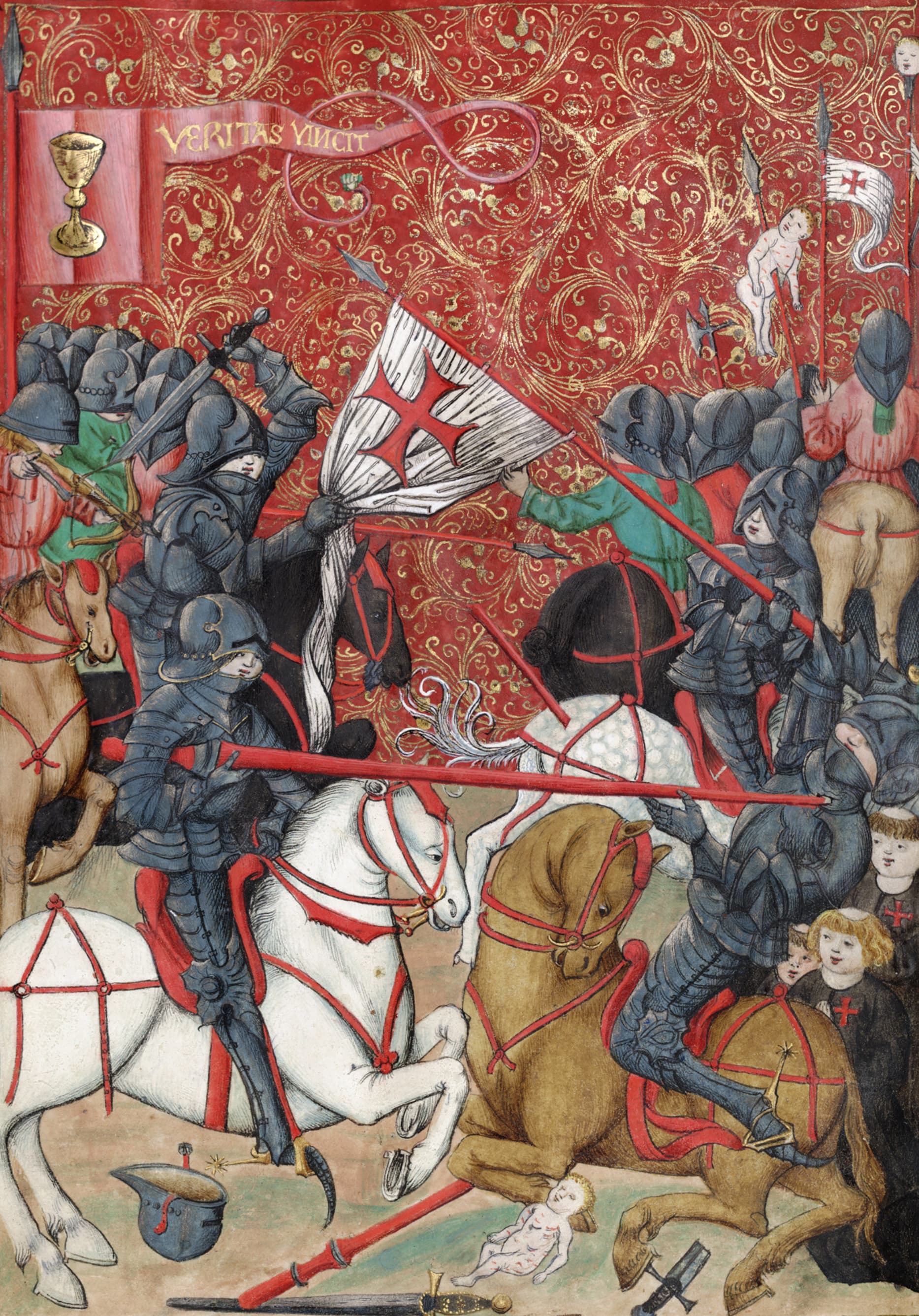 Ussiti del calice contro i crociati, miniatura del codice di Jena, foglio 56a