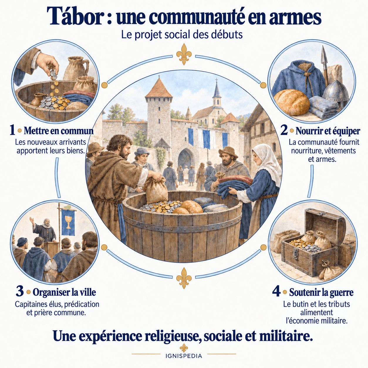 Messa in comune dei beni, organizzazione di Tábor ed economia militare