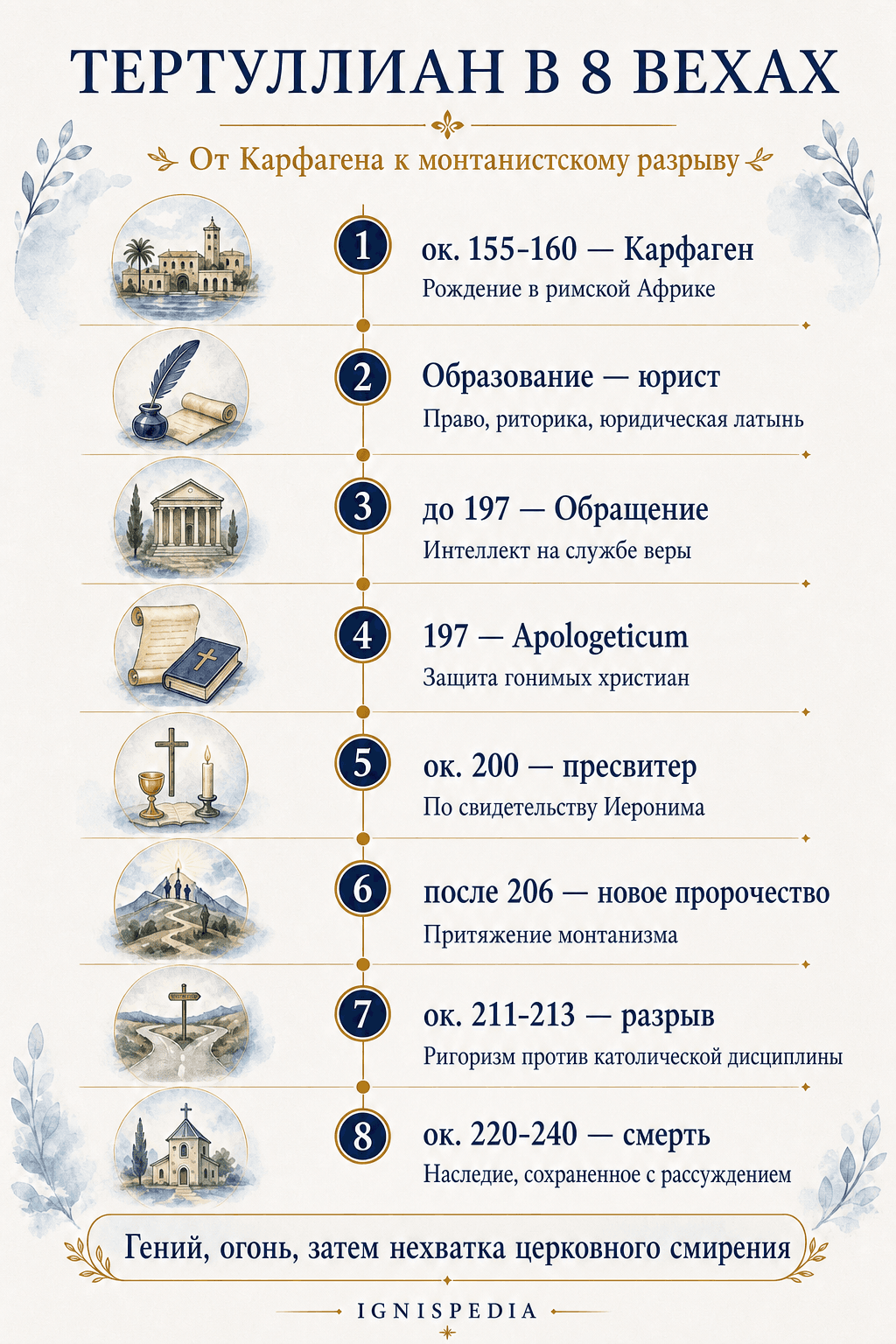 Хронологическая шкала: Тертуллиан в восьми этапах