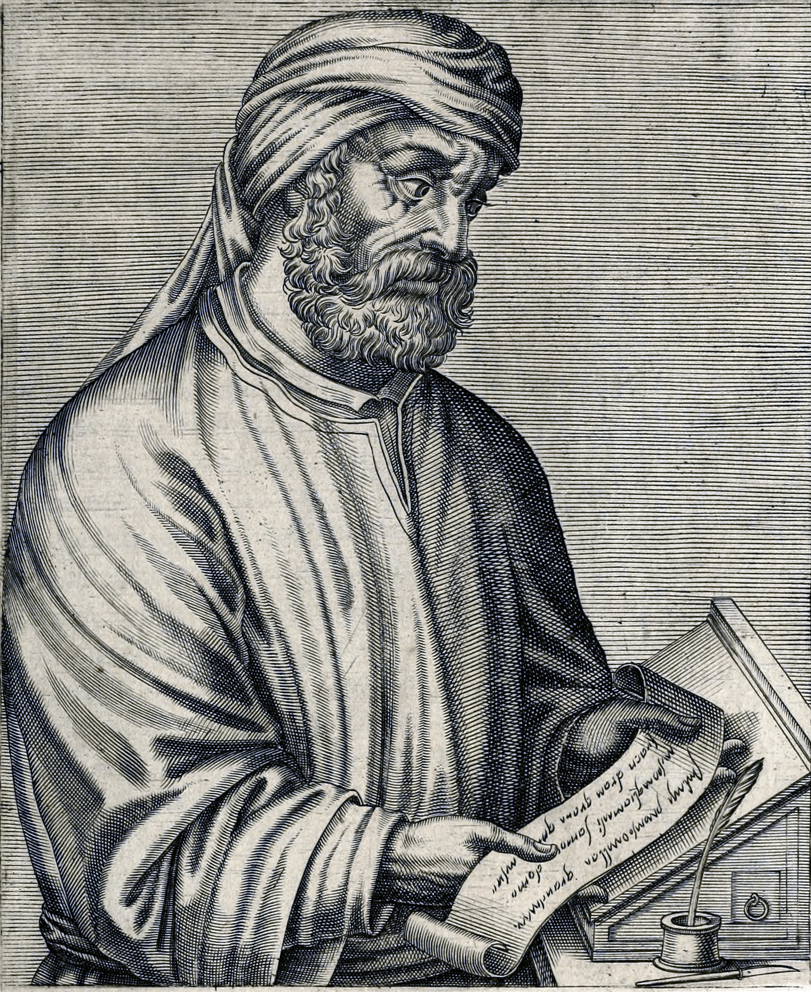 Portrait gravé de Tertullien, d'après André Thevet, 1584