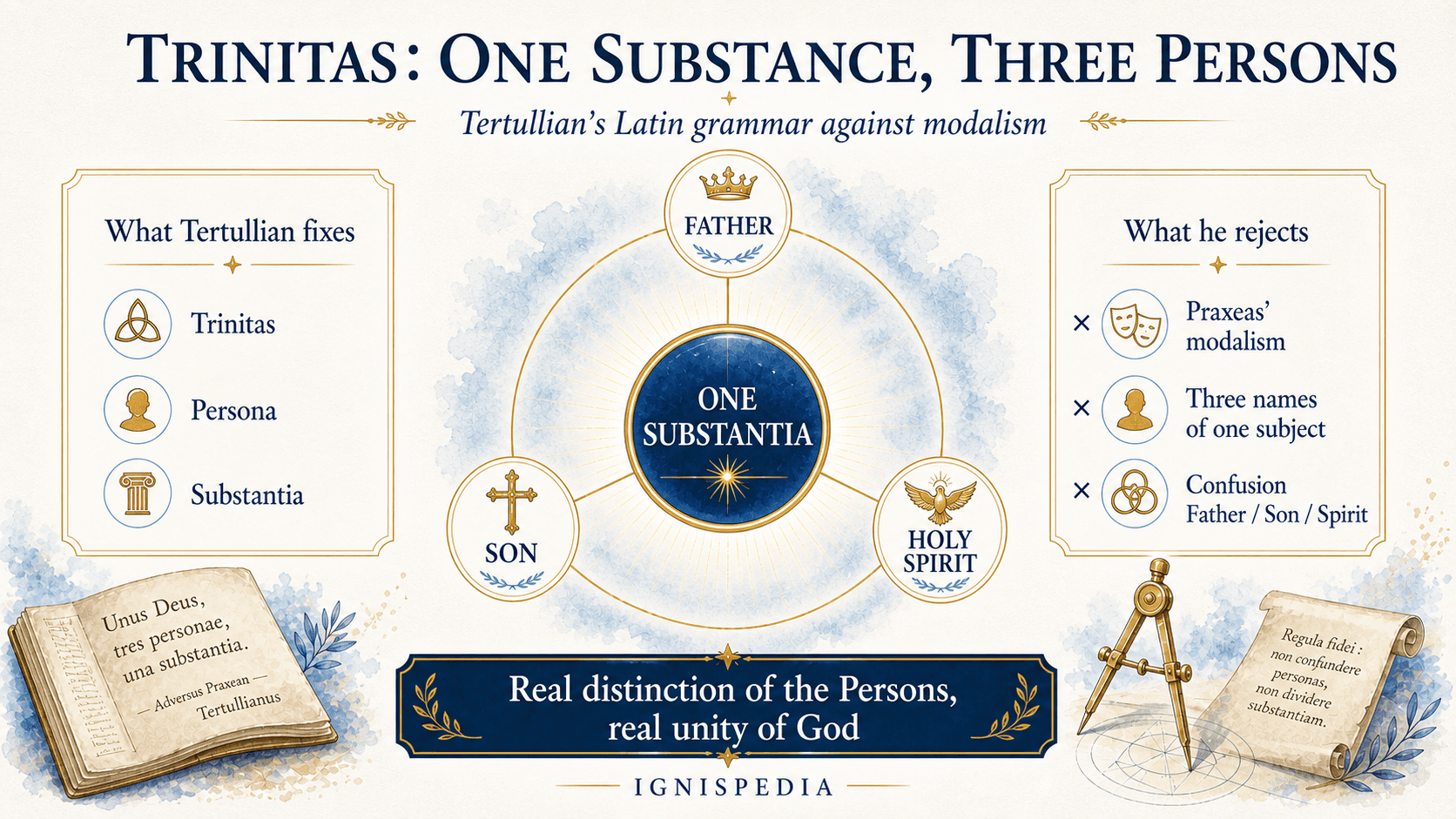 Trinitarian infographic: one substance, three persons