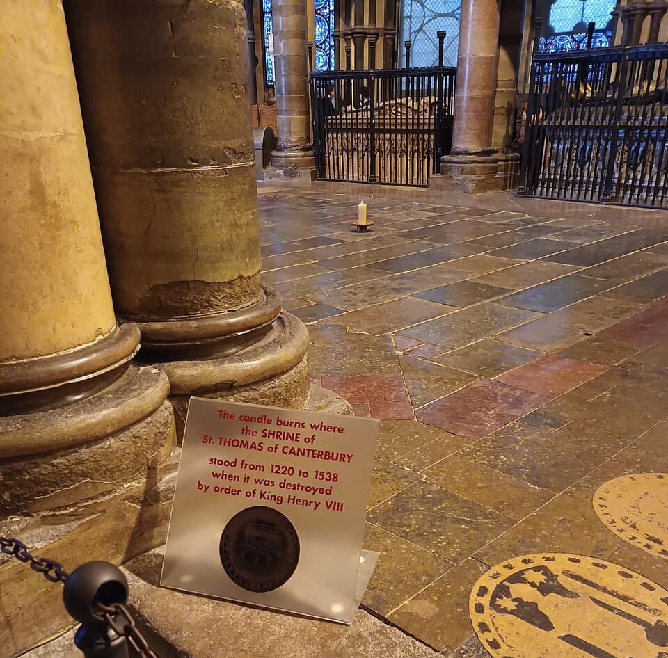 Former site of the shrine of Saint Thomas Becket in Canterbury Cathedral