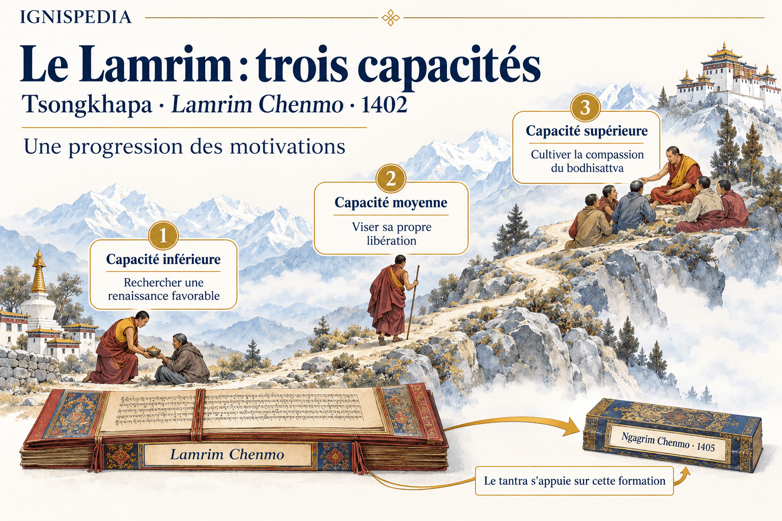 Les trois capacités du Lamrim Chenmo et leur progression vers la voie du bodhisattva