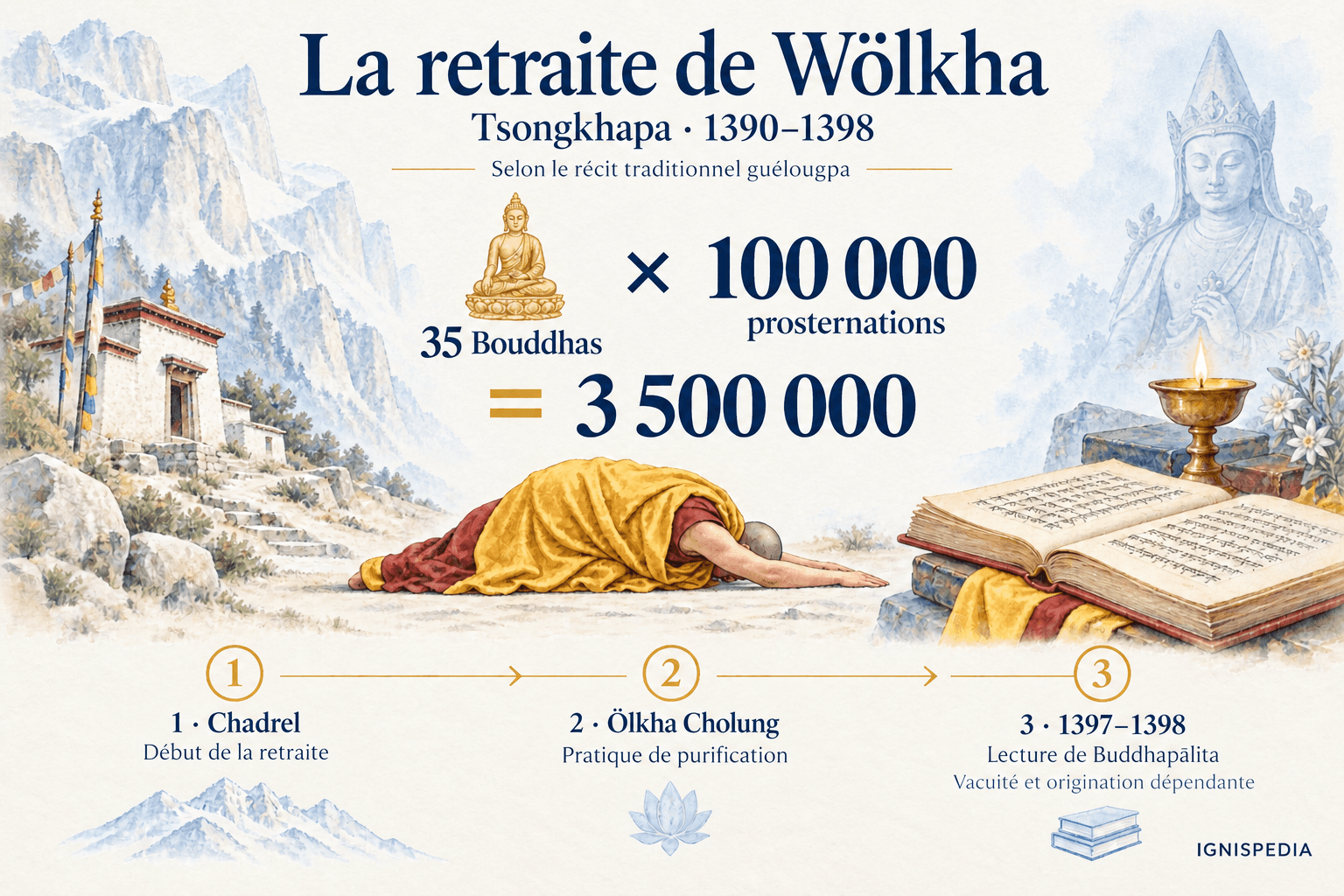La retraite de Wölkha selon la tradition guélougpa : lieux, prosternations et étude