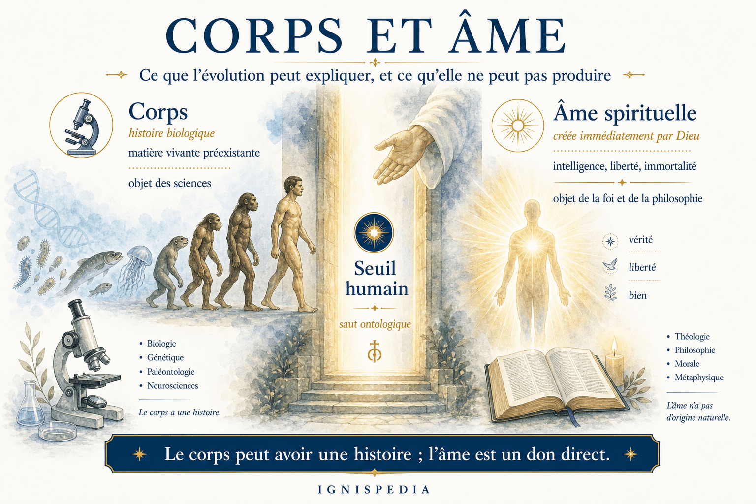 Infografia: corpo e alma — o que a evolução pode explicar e o que não pode produzir