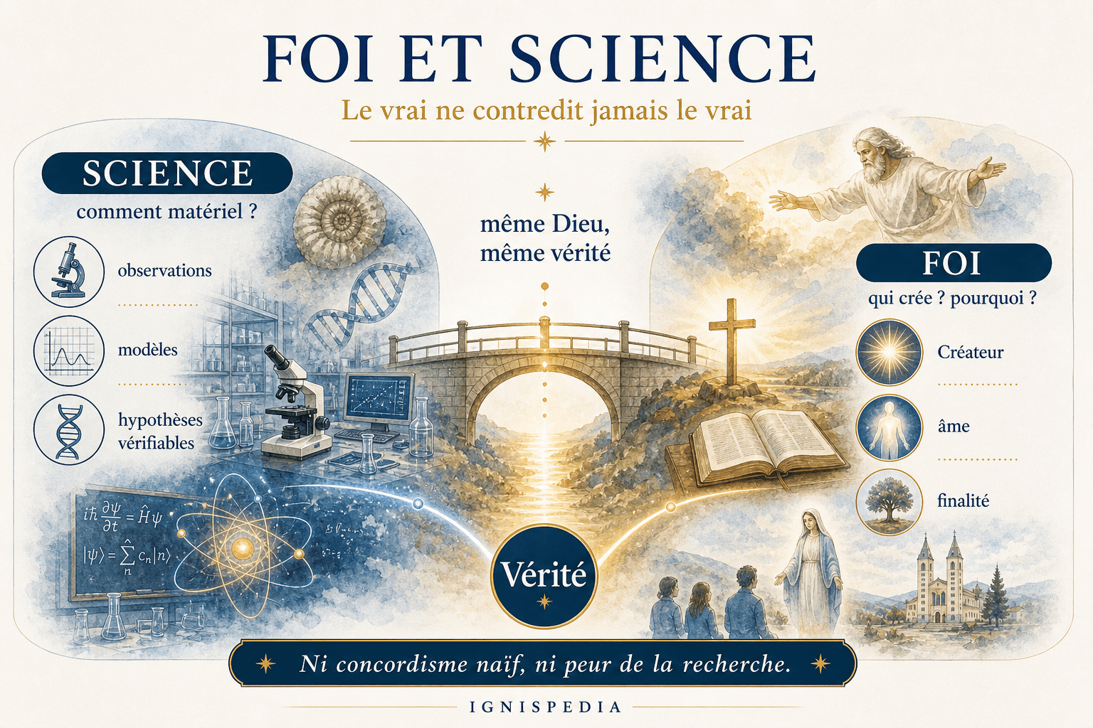 Infografia: fé e ciência — duas perguntas diferentes, mesma verdade
