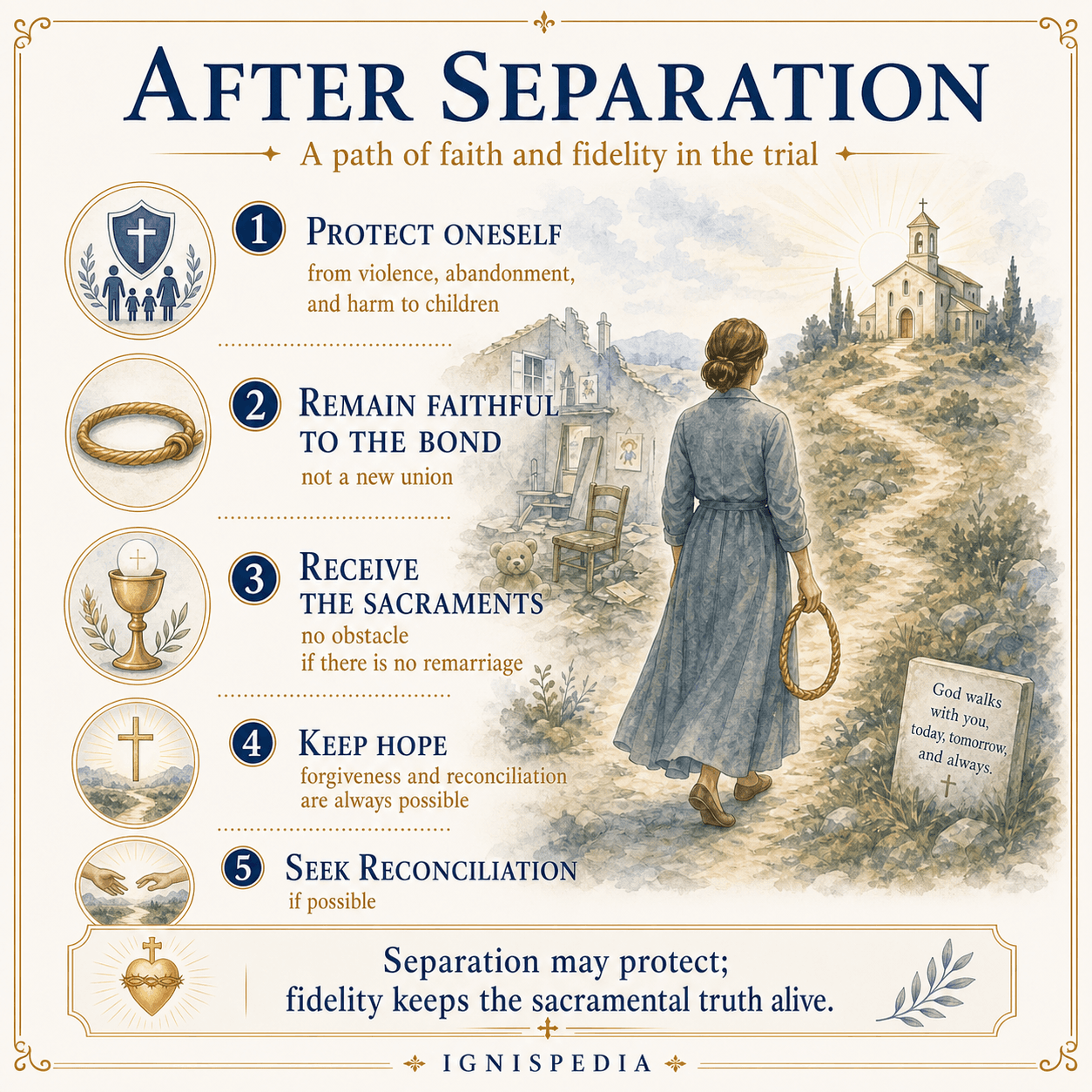 Infographic presenting a Christian path after separation or civil divorce without remarriage