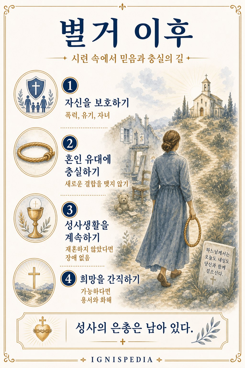 재혼하지 않은 별거나 민사 이혼 이후의 그리스도인다운 길을 제시하는 인포그래픽
