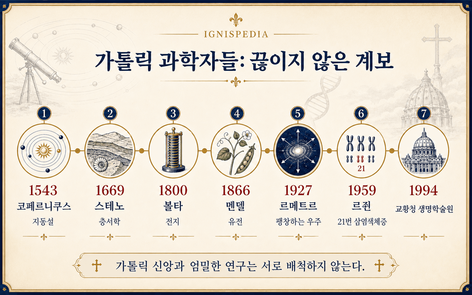코페르니쿠스부터 제롬 르쥔까지 가톨릭 학자들의 연대기