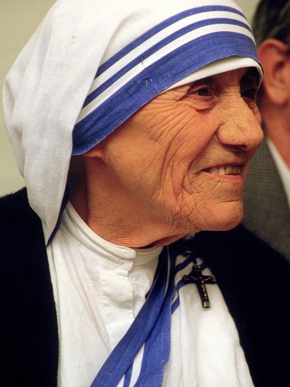 Sainte Mère Teresa de Calcutta lors d'une rencontre pro-vie à Bonn en 1986.