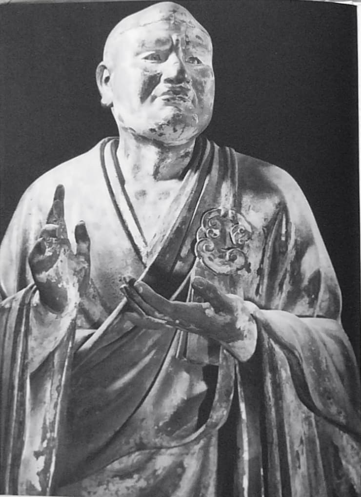 Statue japonaise de Vasubandhu, appelé Seshin, au Kōfuku-ji de Nara