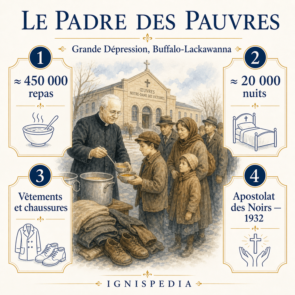 Infografik zu den Hilfszahlen Nelson Bakers während der Großen Depression.