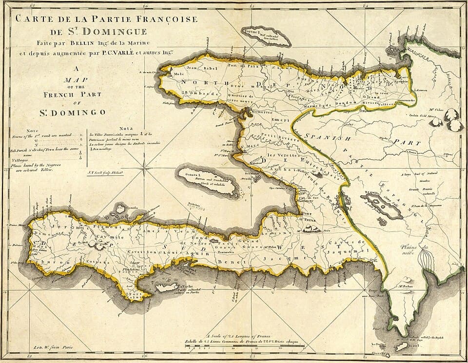 Antica carta di Saint-Domingue, futura Haiti
