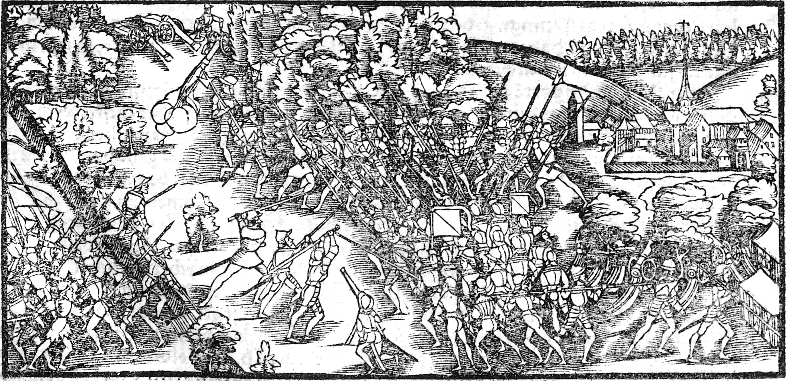 Gravure du XVIe siècle représentant la bataille de Kappel du 11 octobre 1531.