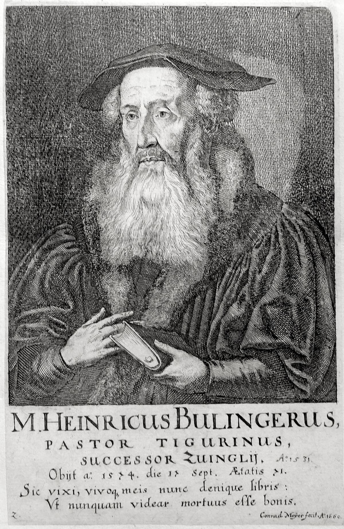 Heinrich Bullinger, successeur de Zwingli à Zurich, dans une gravure de Conrad Meyer.