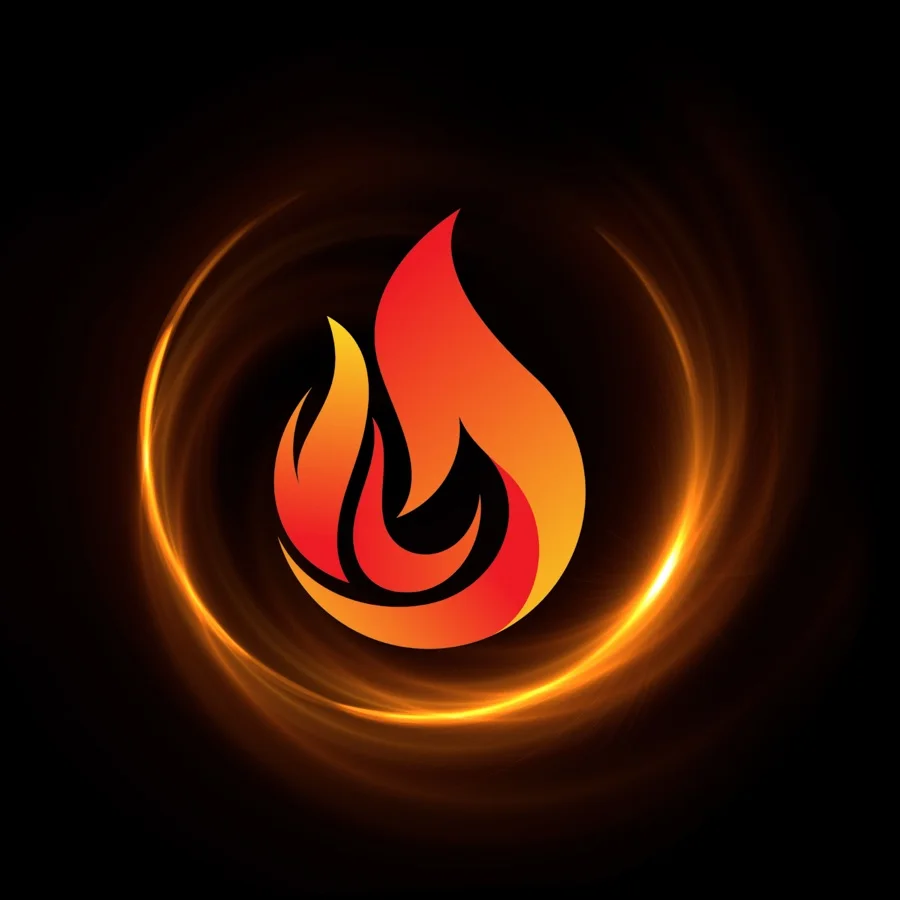 Plamen na tmavém pozadí, symbol IGNIS